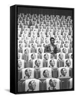 Comedian Bill Cosby Sitting in Empty Auditorium Filled with Copies of His Likeness on Each Seat-Michael Rougier-Framed Stretched Canvas