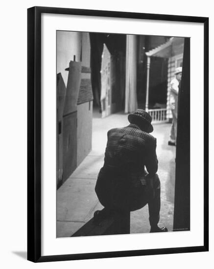 Comedian Fred Allen Tired, Slumping Backstage After Rehearsal-George Silk-Framed Premium Photographic Print