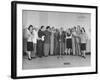 Comedian Jack Benny and Wife Posing with Cast of His Radio Show-null-Framed Photographic Print