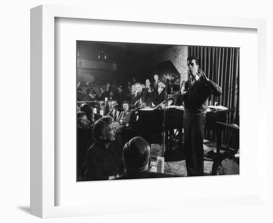 Comedian Mort Sahl Entertaining at a Night-Club Called 'Mister Kelly'S', Chicago, Illinois, 1957-Grey Villet-Framed Photographic Print