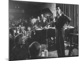 Comedian, Mort Sahl Entertaining at a Night-Club Called "Mister Kelly's"-null-Mounted Premium Photographic Print