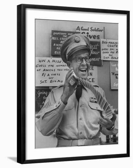 Comedian Phil Silvers Playing Cards on His Television Show-Yale Joel-Framed Premium Photographic Print