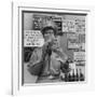 Comedian Phil Silvers Shuffling Cards on His Television Show-Yale Joel-Framed Premium Photographic Print