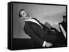 Comedian Pianist Victor Borge, in White Tie and Tails, Sitting at Piano and Making Funny Faces-Peter Stackpole-Framed Stretched Canvas