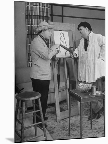 Comedian Zero Mostel Playing Artist, Painting Portrait of Joey Faye as Huck Finn-null-Mounted Photographic Print