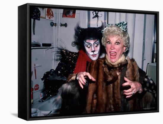 Comedienne Phyllis Diller and Actor Timothy Scott Backstage at His Broadway Musical "Cats"-David Mcgough-Framed Stretched Canvas