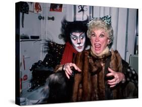 Comedienne Phyllis Diller and Actor Timothy Scott Backstage at His Broadway Musical "Cats"-David Mcgough-Stretched Canvas