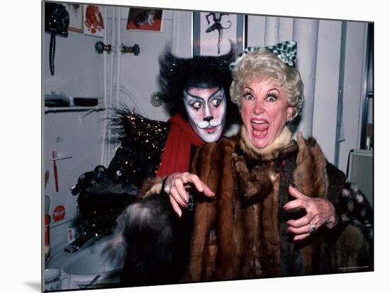 Comedienne Phyllis Diller and Actor Timothy Scott Backstage at His Broadway Musical "Cats"-David Mcgough-Mounted Premium Photographic Print