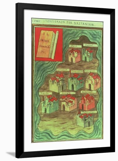 Comes Litoris Saxon Per Britaniam, Anglo-Saxon Map, C.950 Ad-null-Framed Giclee Print