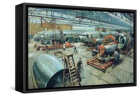 Comet Fuselage Assembly Dehavillland 1949-Terence Cuneo-Framed Stretched Canvas