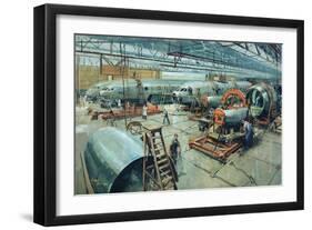 Comet Fuselage Assembly Dehavillland 1949-Terence Cuneo-Framed Giclee Print