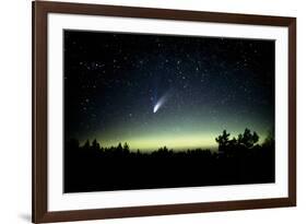 Comet Hale-Bopp And Aurora Borealis, 30 March 1997-Pekka Parviainen-Framed Photographic Print