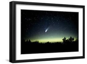 Comet Hale-Bopp And Aurora Borealis, 30 March 1997-Pekka Parviainen-Framed Photographic Print