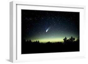 Comet Hale-Bopp And Aurora Borealis, 30 March 1997-Pekka Parviainen-Framed Photographic Print