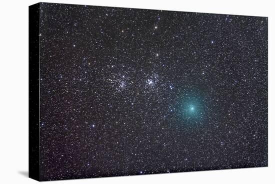 Comet Hartley 2 as it Approaches the Double Cluster in Perseus-null-Stretched Canvas