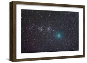 Comet Hartley 2 as it Approaches the Double Cluster in Perseus-null-Framed Photographic Print