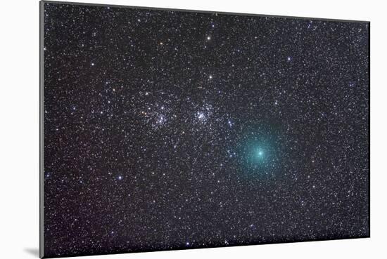 Comet Hartley 2 as it Approaches the Double Cluster in Perseus-null-Mounted Photographic Print