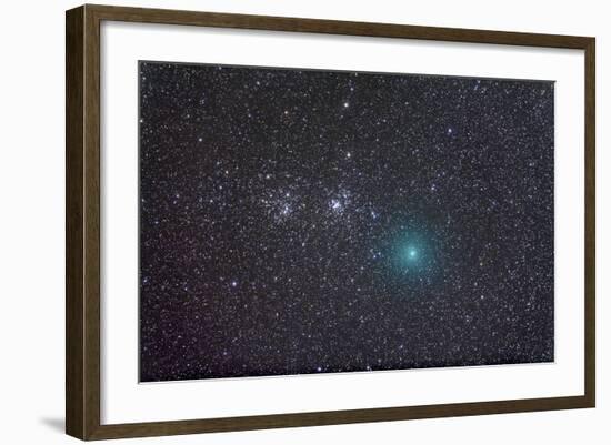 Comet Hartley 2 as it Approaches the Double Cluster in Perseus-null-Framed Photographic Print