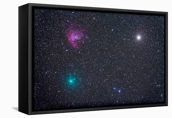 Comet Hartley 2 Near the Pacman Nebula, NGC 281, in Cassiopeia-null-Framed Stretched Canvas