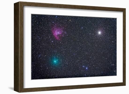 Comet Hartley 2 Near the Pacman Nebula, NGC 281, in Cassiopeia-null-Framed Photographic Print