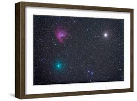 Comet Hartley 2 Near the Pacman Nebula, NGC 281, in Cassiopeia-null-Framed Photographic Print