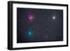 Comet Hartley 2 Near the Pacman Nebula, NGC 281, in Cassiopeia-null-Framed Photographic Print