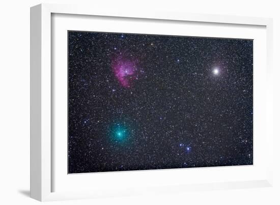 Comet Hartley 2 Near the Pacman Nebula, NGC 281, in Cassiopeia-null-Framed Photographic Print