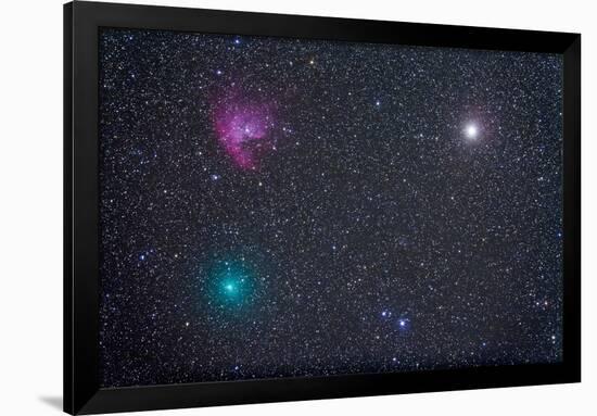 Comet Hartley 2 Near the Pacman Nebula, NGC 281, in Cassiopeia-null-Framed Photographic Print