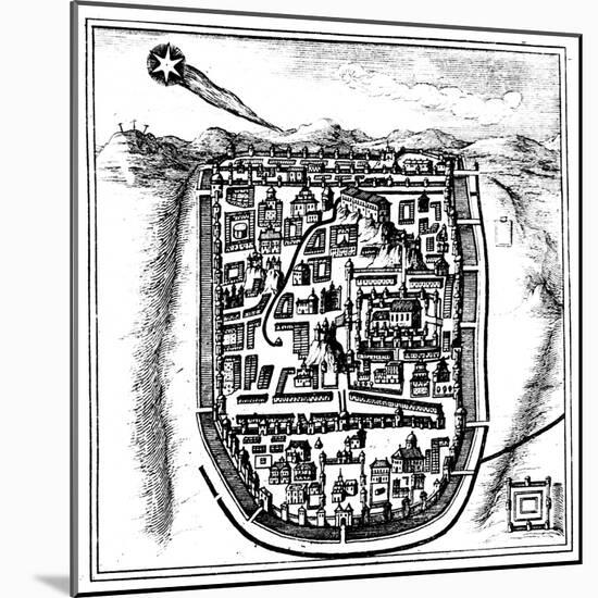 Comet of 66 Ad (Halle) over Jerusalem, 1666-null-Mounted Giclee Print