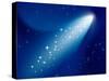 Comet on Dark Blue Sky with Small Sparkling Stars. Raster Version.-annanurrka-Stretched Canvas