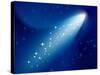 Comet on Dark Blue Sky with Small Sparkling Stars. Raster Version.-annanurrka-Stretched Canvas