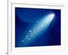 Comet on Dark Blue Sky with Small Sparkling Stars. Raster Version.-annanurrka-Framed Photographic Print