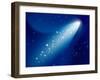 Comet on Dark Blue Sky with Small Sparkling Stars. Raster Version.-annanurrka-Framed Photographic Print