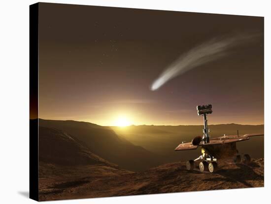 Comet Over Endeavour Crater-Stocktrek Images-Stretched Canvas