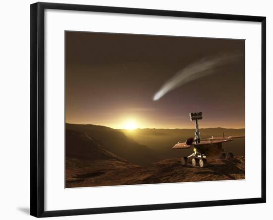 Comet Over Endeavour Crater-Stocktrek Images-Framed Photographic Print