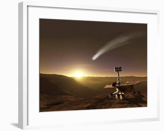 Comet Over Endeavour Crater-Stocktrek Images-Framed Photographic Print