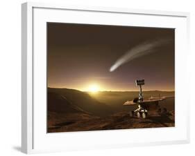 Comet Over Endeavour Crater-Stocktrek Images-Framed Photographic Print
