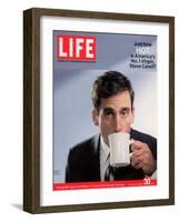 Comic Actor Steve Carell Drinking from a Cup, September 30, 2005-Chris Buck-Framed Photographic Print