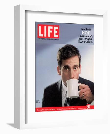 Comic Actor Steve Carell Drinking from a Cup, September 30, 2005-Chris Buck-Framed Photographic Print