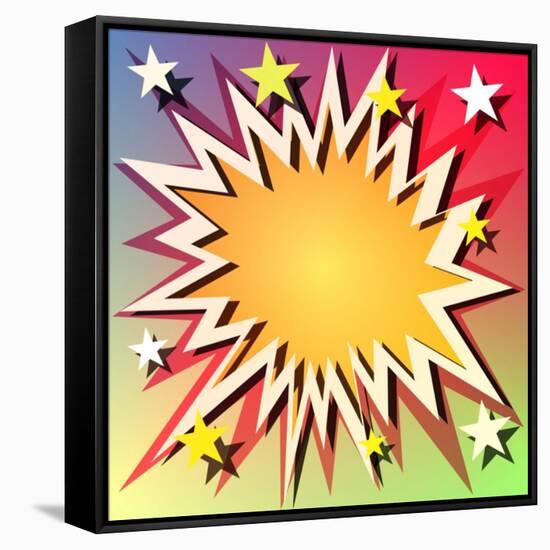 Comic Book Explosion Background with Stars-Binkski-Framed Stretched Canvas