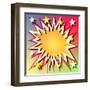 Comic Book Explosion Background with Stars-Binkski-Framed Art Print