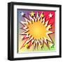 Comic Book Explosion Background with Stars-Binkski-Framed Art Print