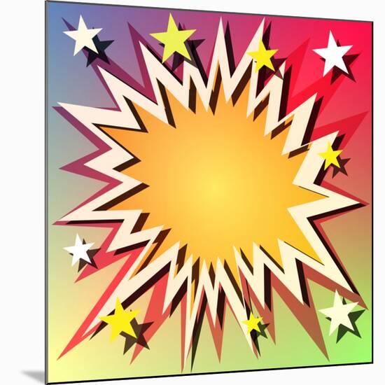 Comic Book Explosion Background with Stars-Binkski-Mounted Art Print