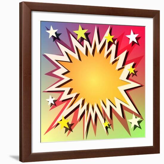 Comic Book Explosion Background with Stars-Binkski-Framed Art Print