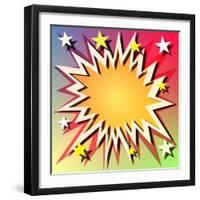 Comic Book Explosion Background with Stars-Binkski-Framed Art Print