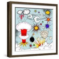 Comic Book Explosion Elements-Designer_things-Framed Art Print