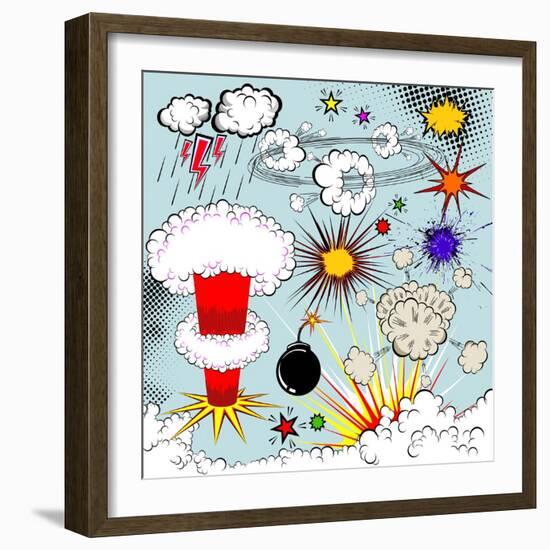 Comic Book Explosion Elements-Designer_things-Framed Art Print