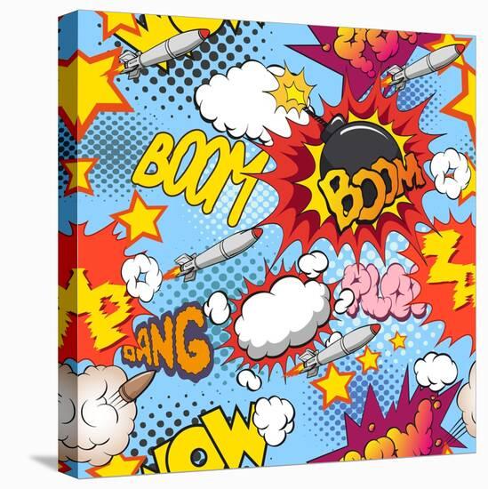 Comic Book Explosion Pattern, Vector Illustration-RomanYa-Stretched Canvas