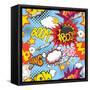 Comic Book Explosion Pattern, Vector Illustration-RomanYa-Framed Stretched Canvas