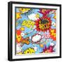 Comic Book Explosion Pattern, Vector Illustration-RomanYa-Framed Art Print